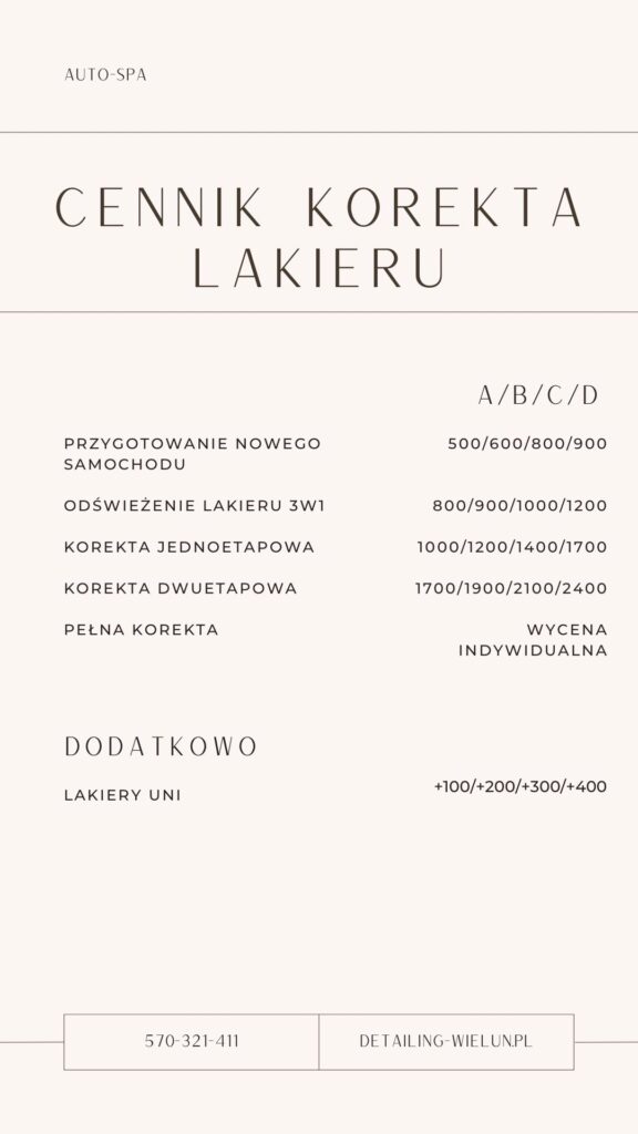 Korekta lakieru cennik